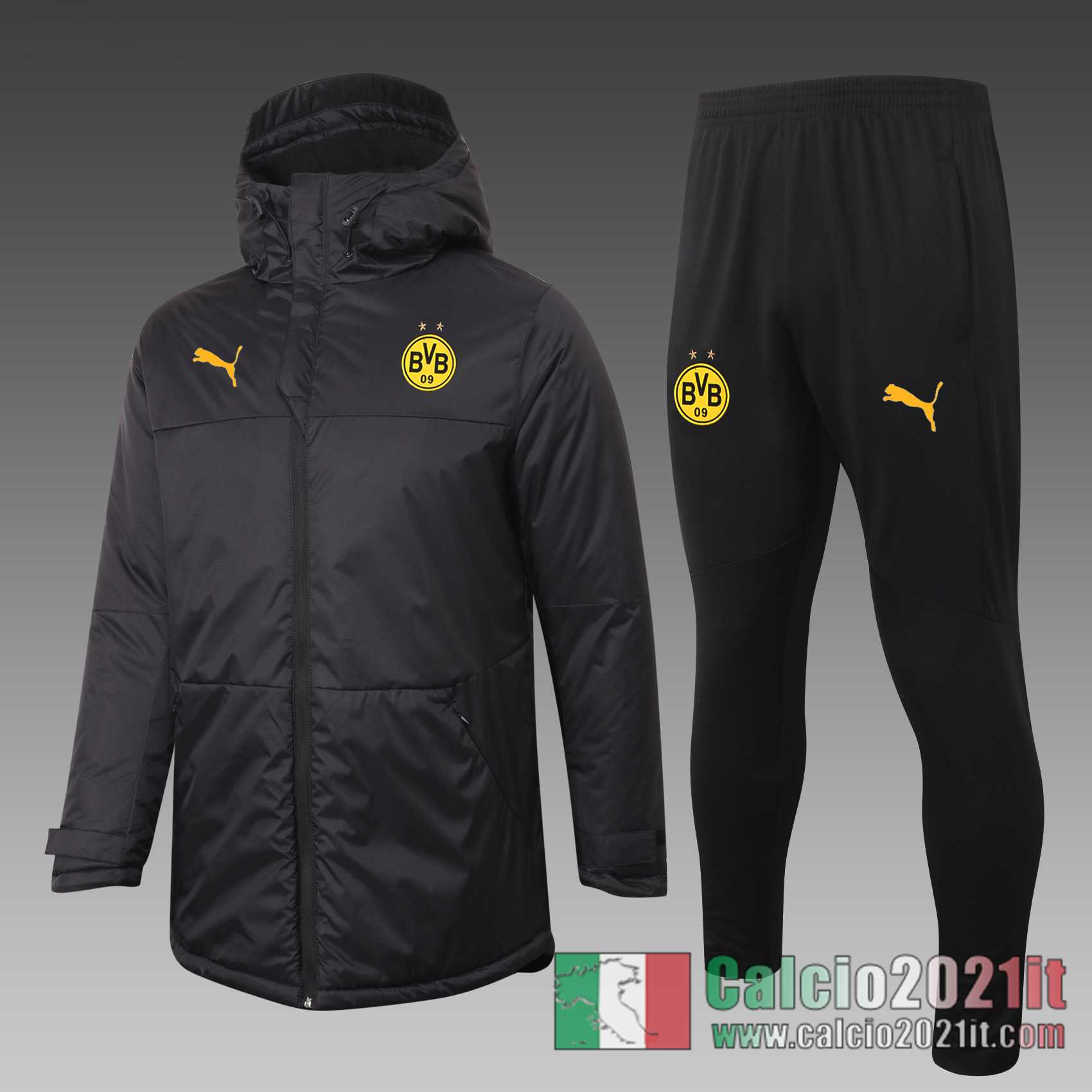 Borussia Dortmund Piumino Calcio Cappuccio nero 2020 2021 C41