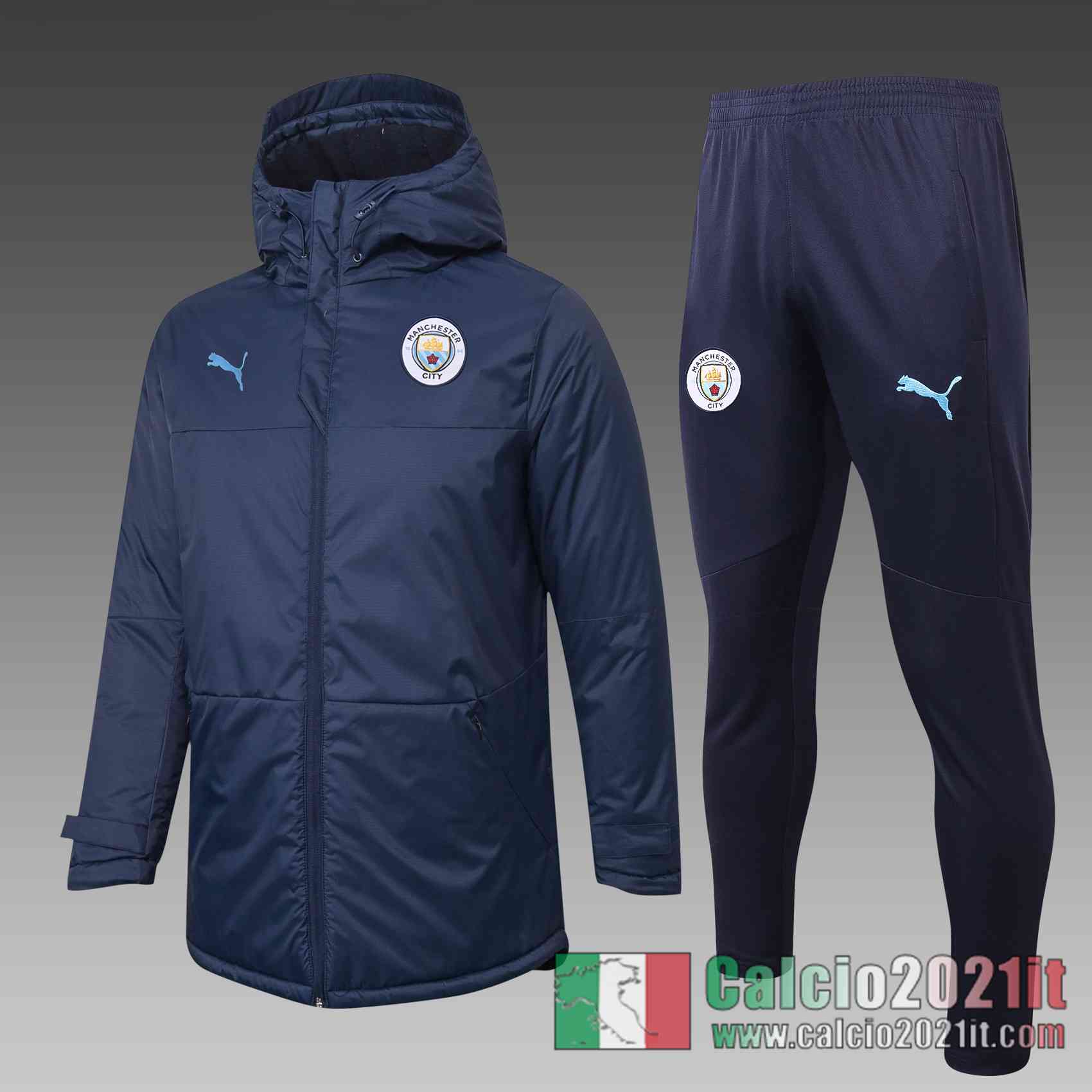 Manchester City Piumino Calcio Cappuccio zaffiro 2020 2021 C46