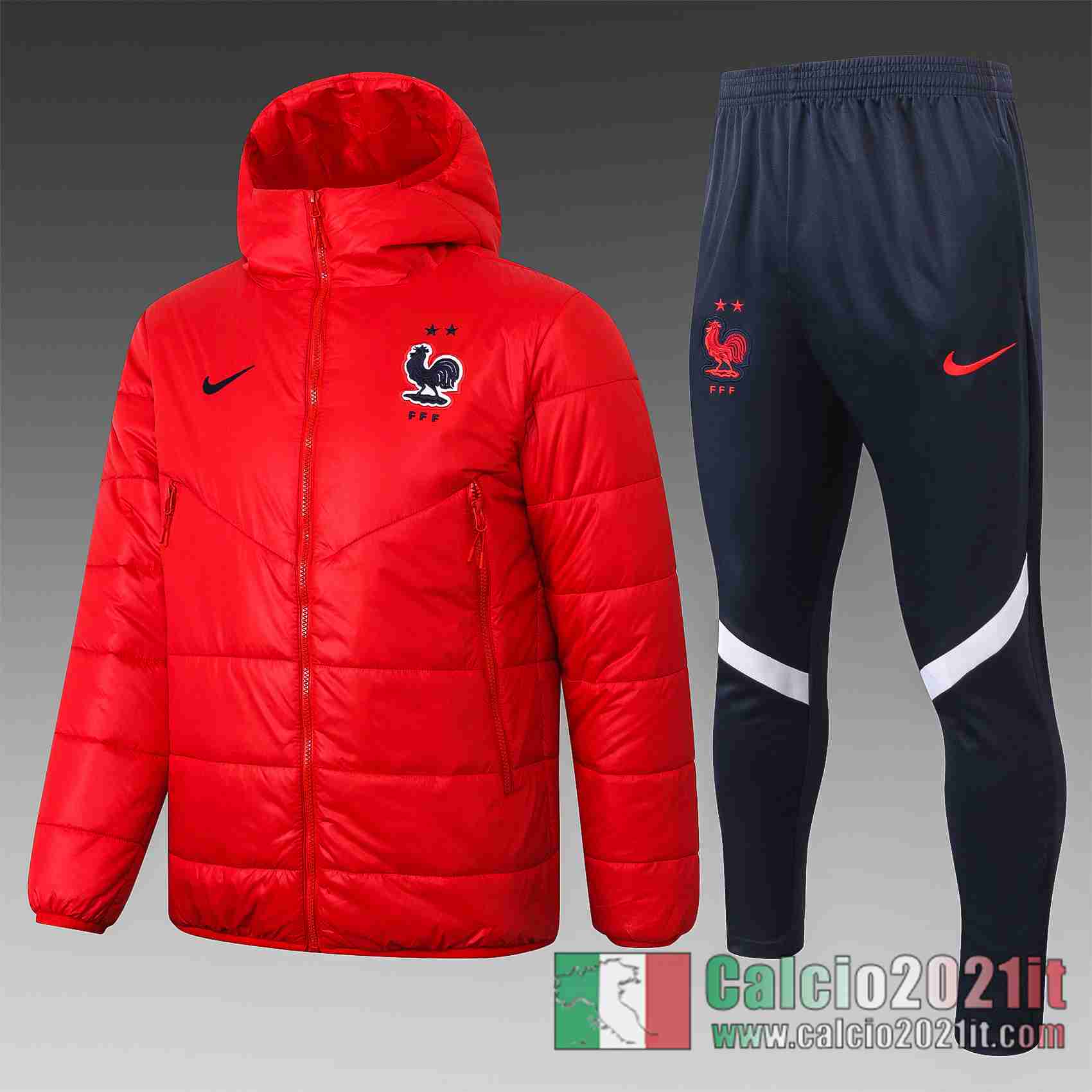 Francia Piumino Calcio Cappuccio rosso 2020 2021 C61