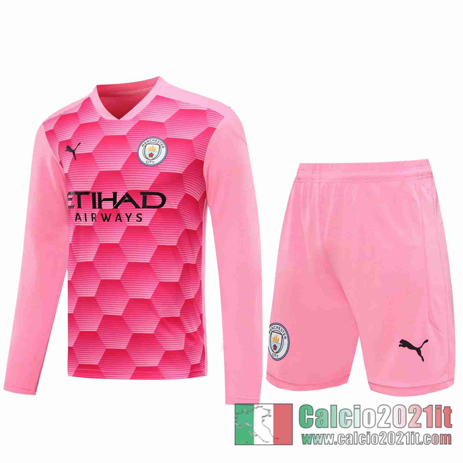 Manchester City Maglie Calcio Portiere Manica Lunga Rosa 2020 2021