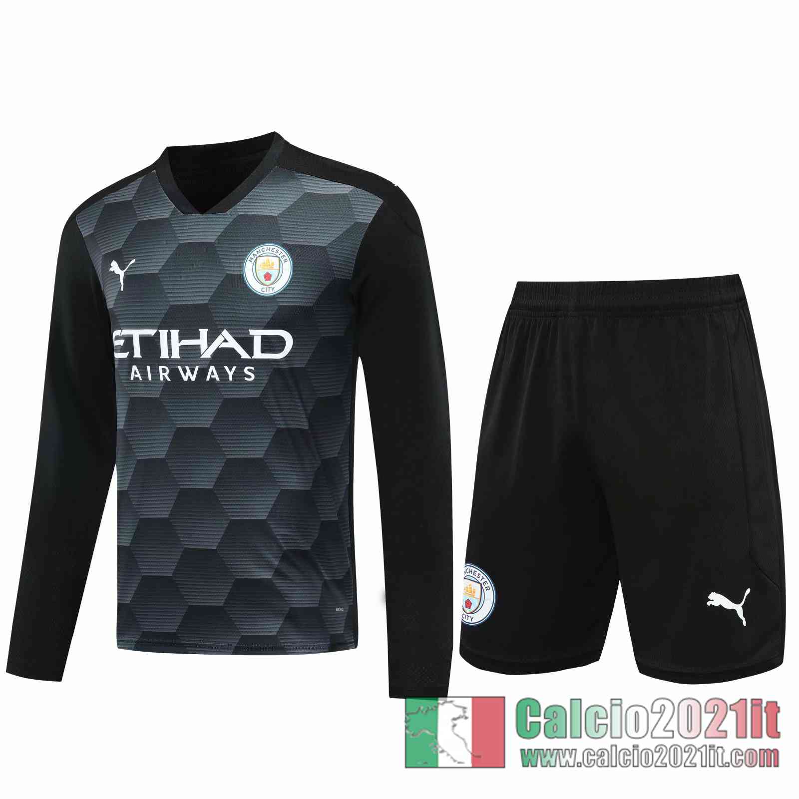 Manchester City Maglie Calcio Portiere Manica Lunga nero 2020 2021