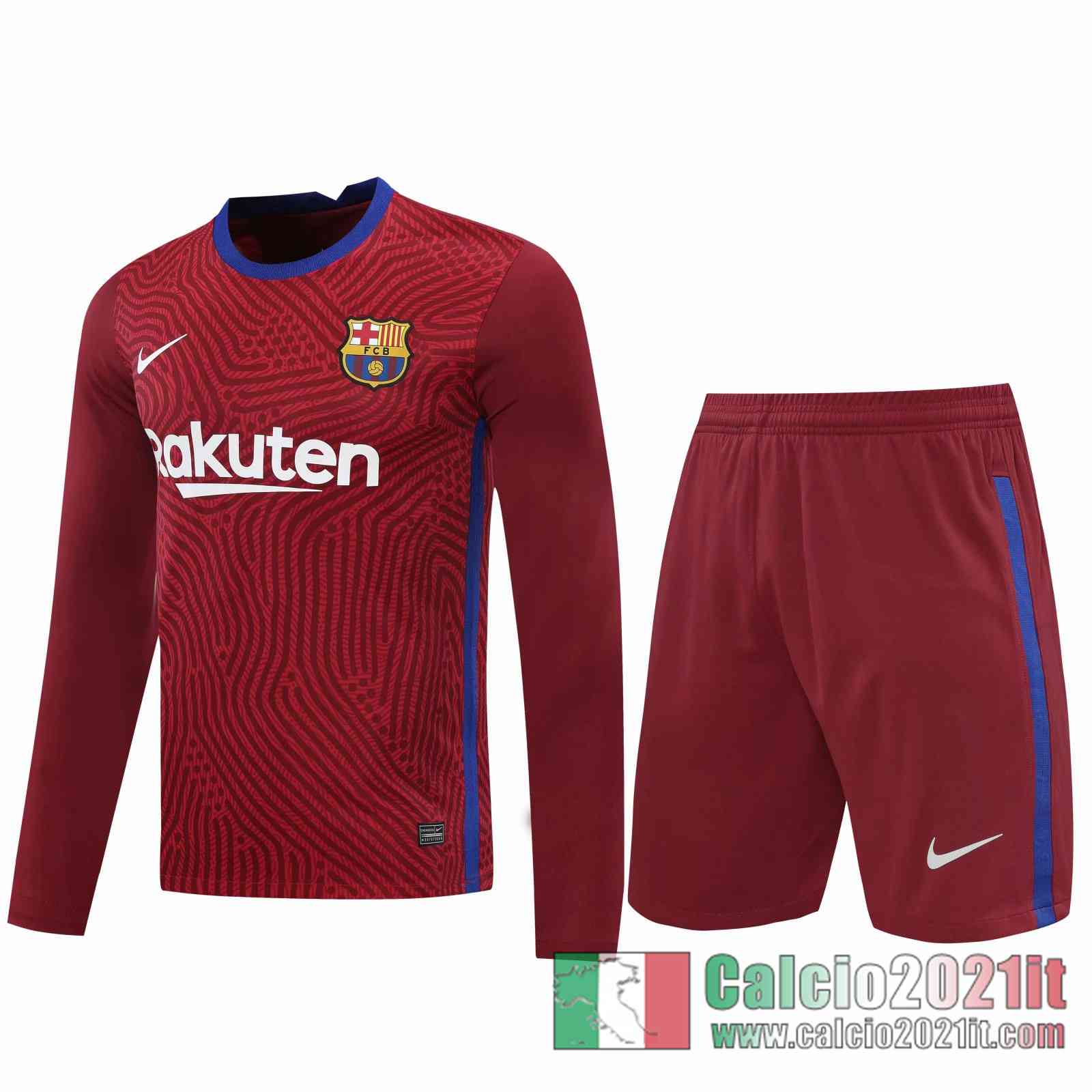 Barcellona Maglie Calcio Portiere Manica Lunga Rosso scuro 2020 2021