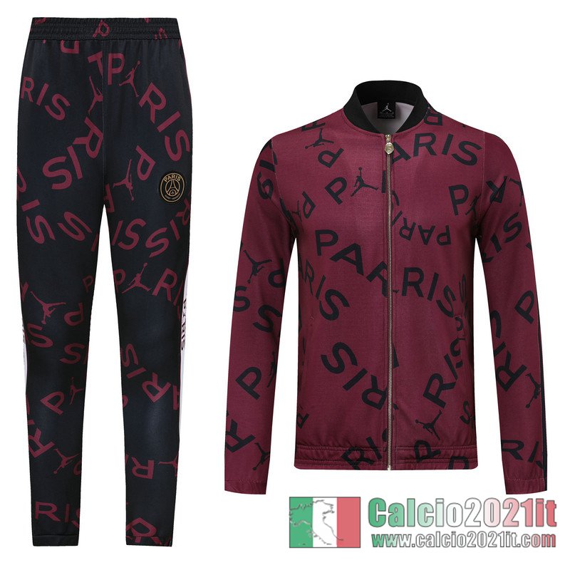 PSG Jordan Full-Zip Giacca Maroon Moda 2020 2021 J115