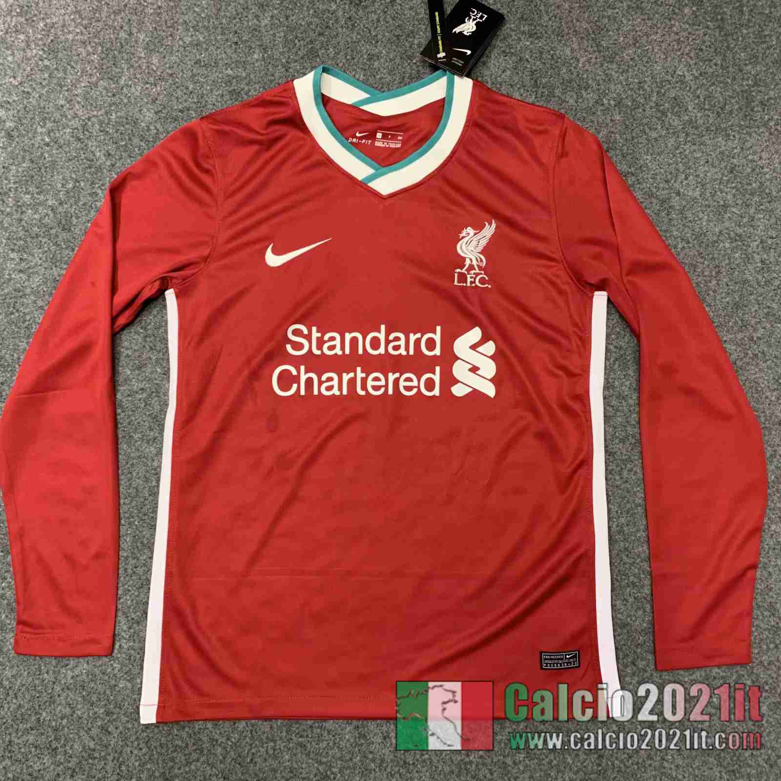 Liverpool Prima Maglie Calcio Manica Lunga 2020 2021