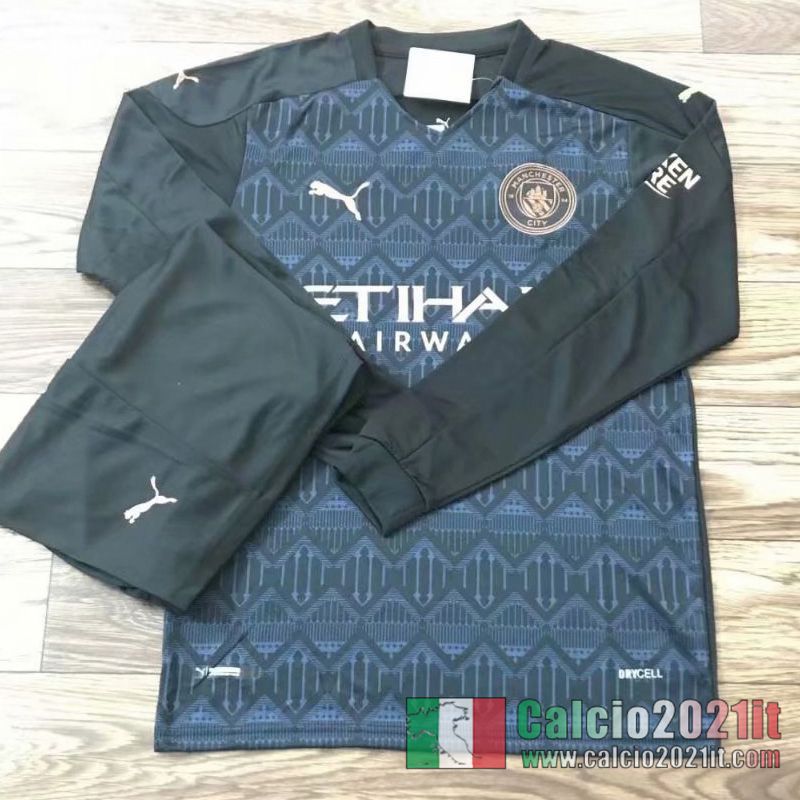 Manchester City Seconda Maglia Calcio Manica Lunga 2020 2021