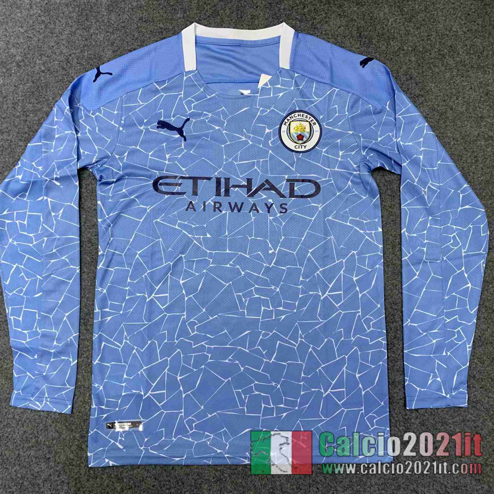 Manchester City Prima Maglie Calcio Manica Lunga 2020 2021