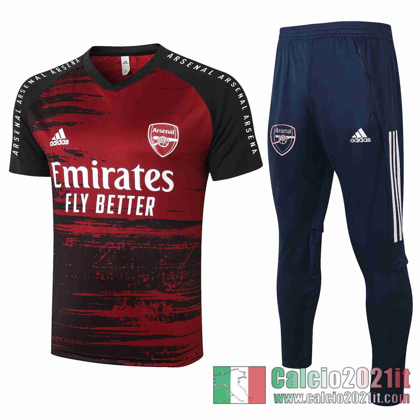 Arsenal Maglia Polo Calcio Rosso scuro Fettuccia 2020 2021 P182