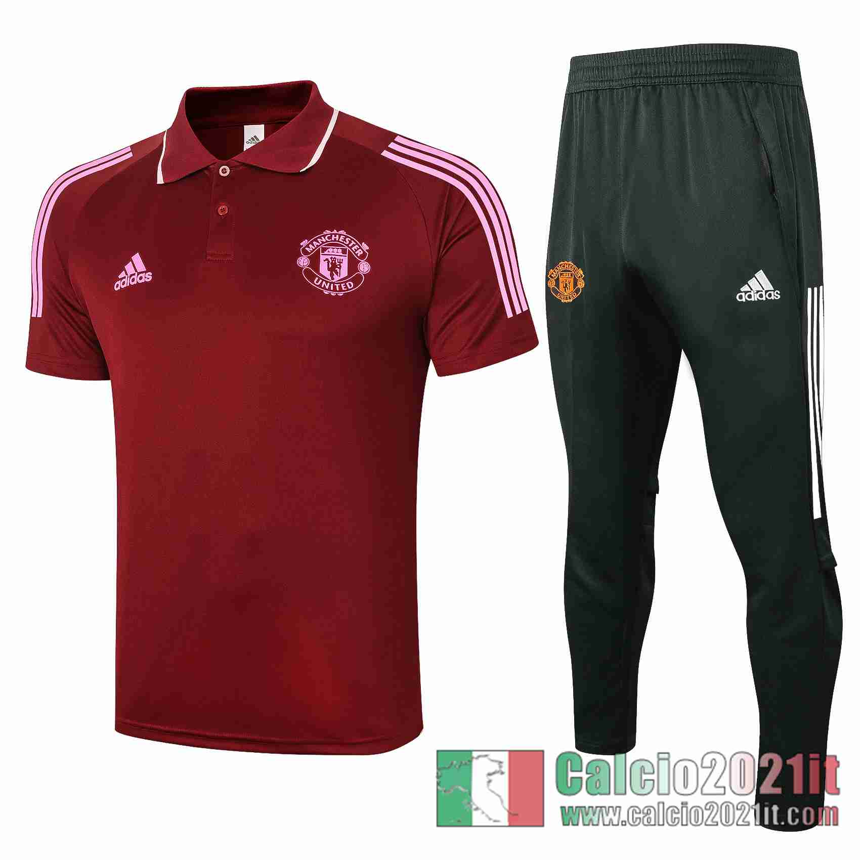 Manchester United Maglia Polo Calcio Claret 2020 2021 P186