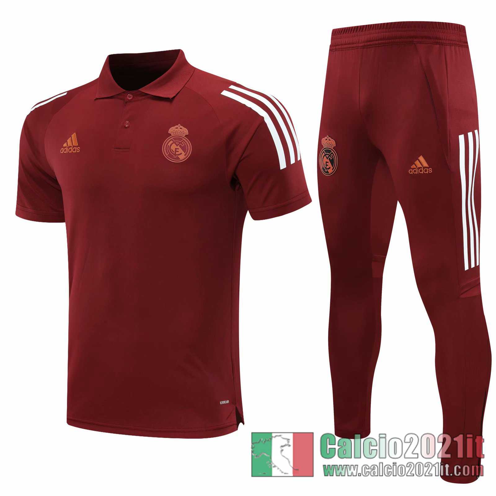 Real Madrid Maglia Polo Calcio Claret Fettuccia 2020 2021 P192