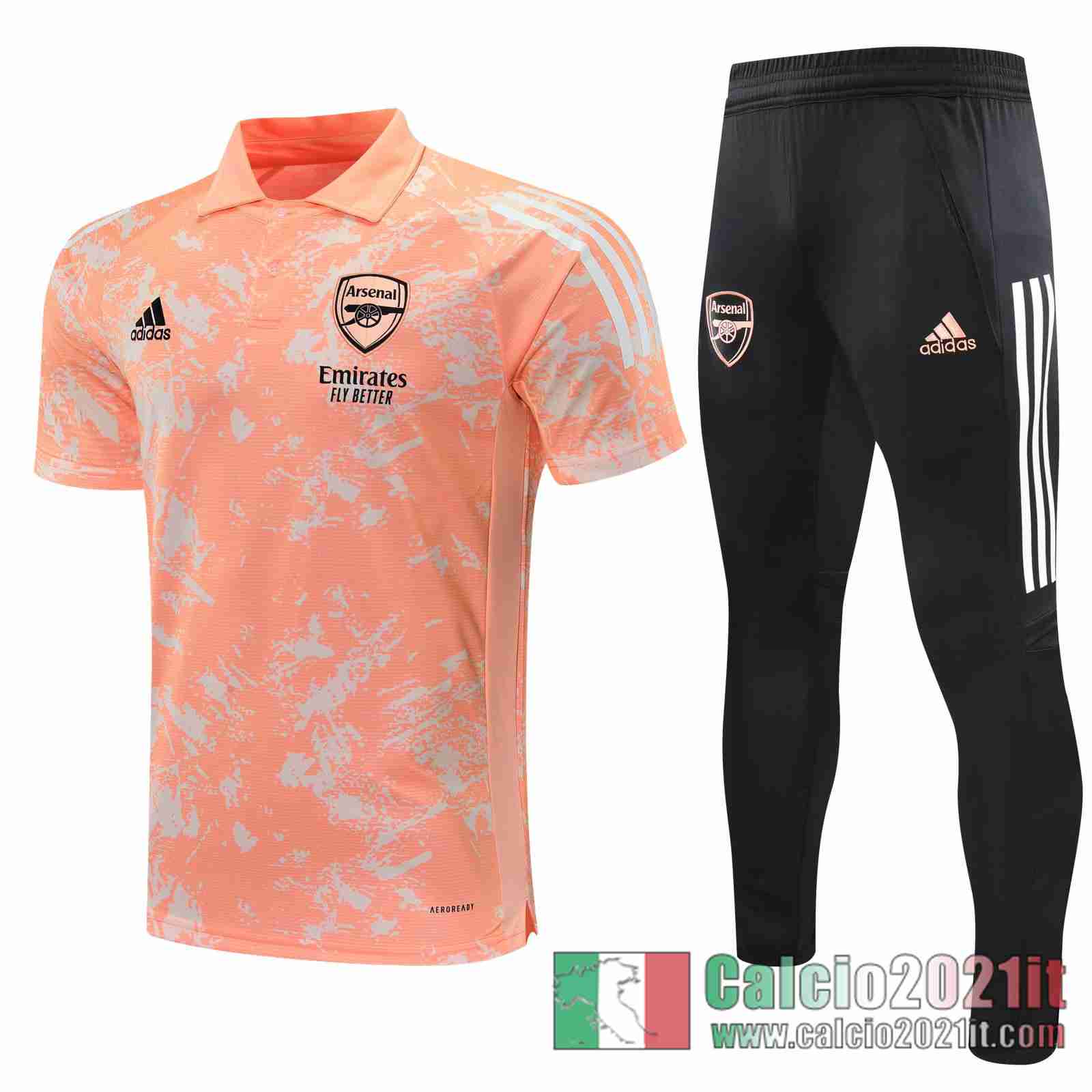 Arsenal Maglia Polo Calcio arancia Fettuccia 2020 2021 P193