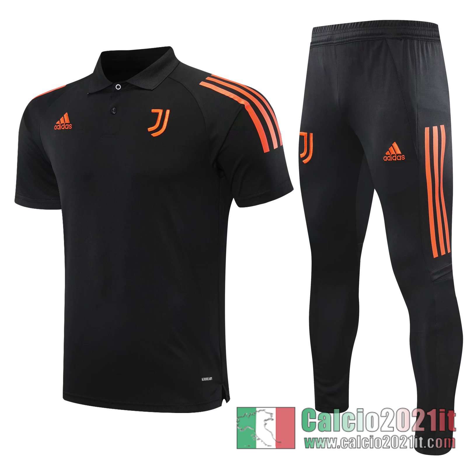 Juventus Maglia Polo Calcio nero Fettuccia 2020 2021 P195