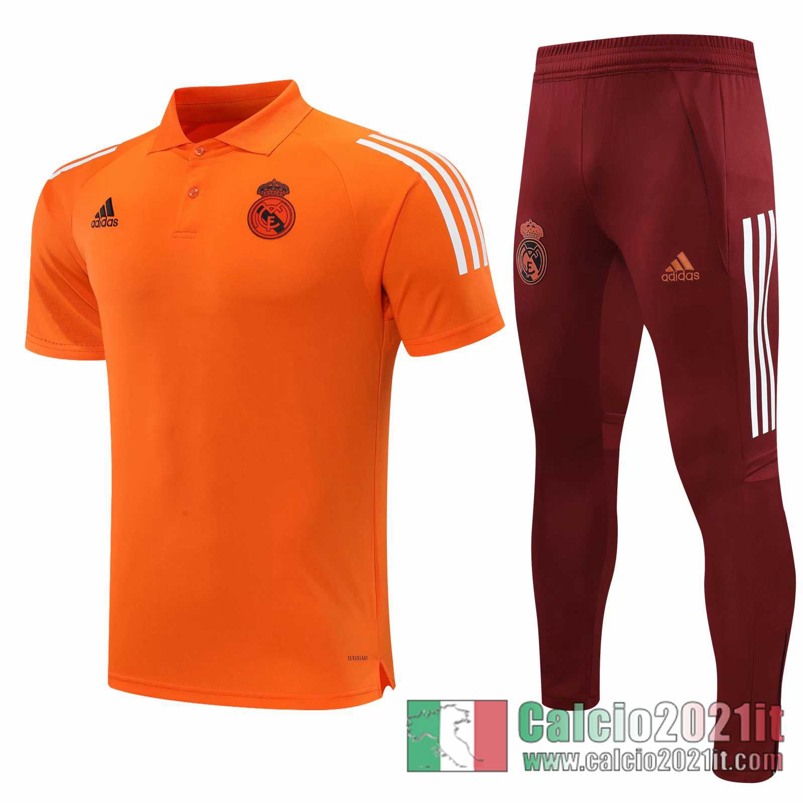 Real Madrid Maglia Polo Calcio arancia Fettuccia 2020 2021 P197