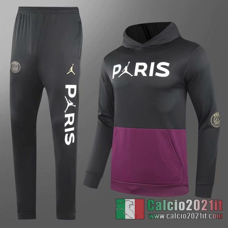 PSG Felpa Cappuccio viola nero 2020 2021 S09