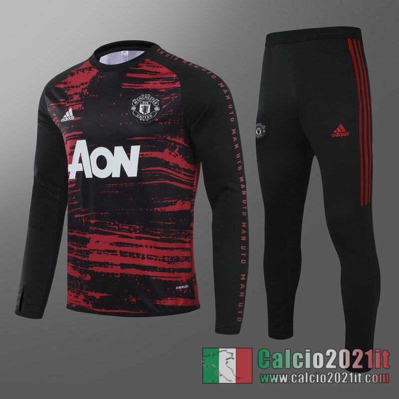 Manchester United Tuta Calcio Uomo Rosso nero Stampa tampografica 2020 2021 T44