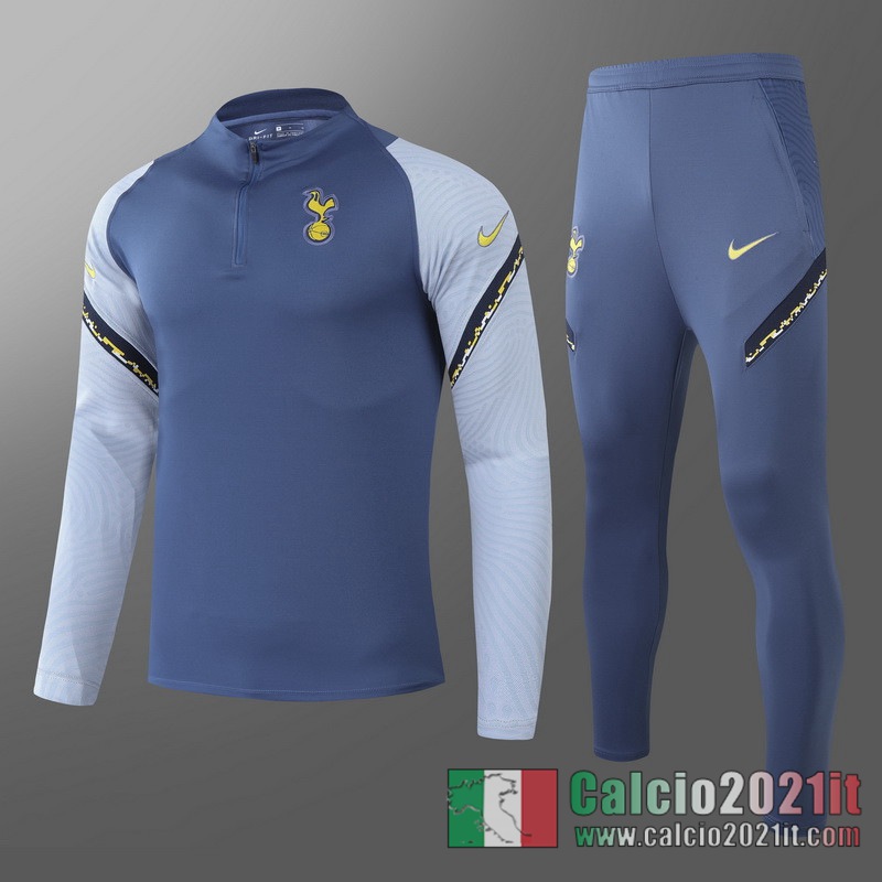 Tottenham Hotspur Tuta Calcio Uomo Blu grigio Cerniera corta 2020 2021 T83