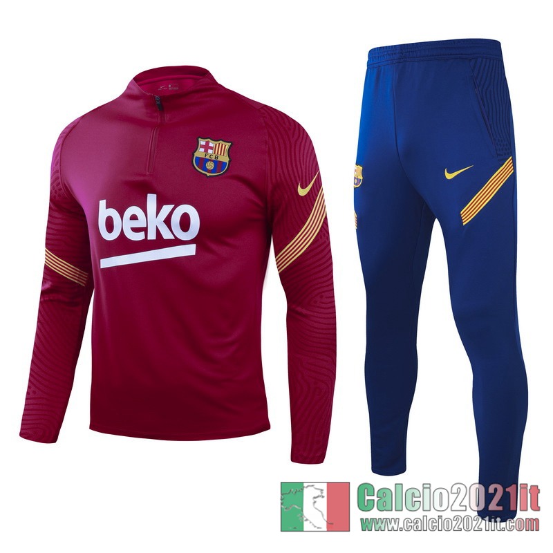 Barcellona Tuta Calcio Bambini Claret Cerniera corta 2020 2021 TK23