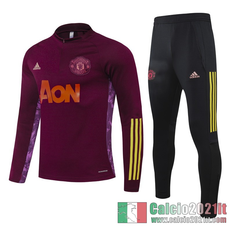 Manchester United Tuta Calcio Bambini Claret Champions League 2020 2021 TK54