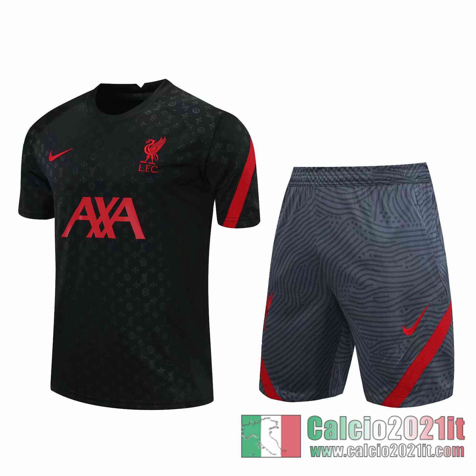 Liverpool Magliette Tuta Calcio nero 2020 2021 T65