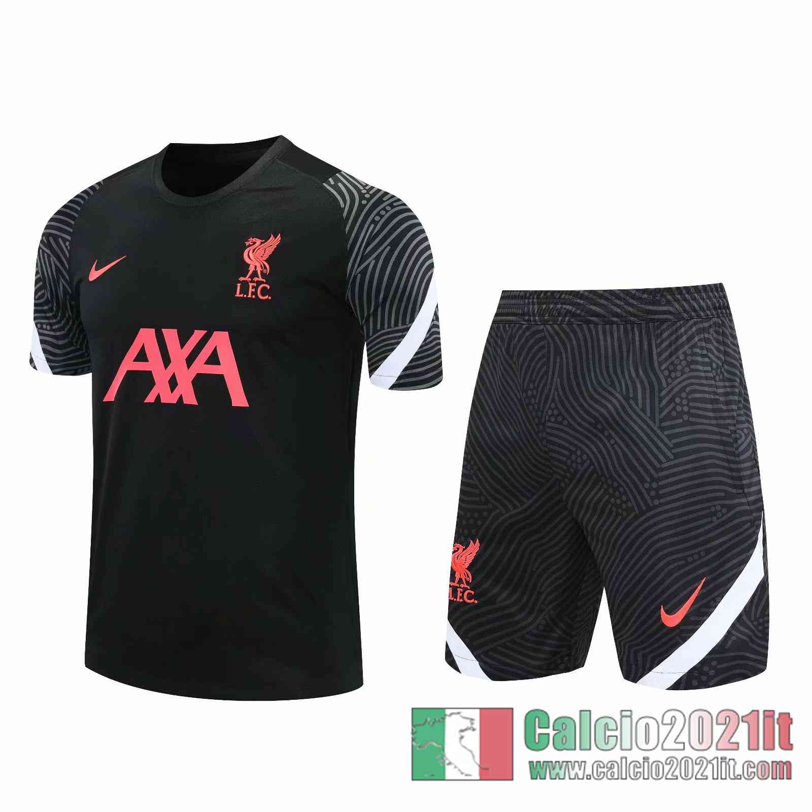 Liverpool Magliette Tuta Calcio nero 2020 2021 T74