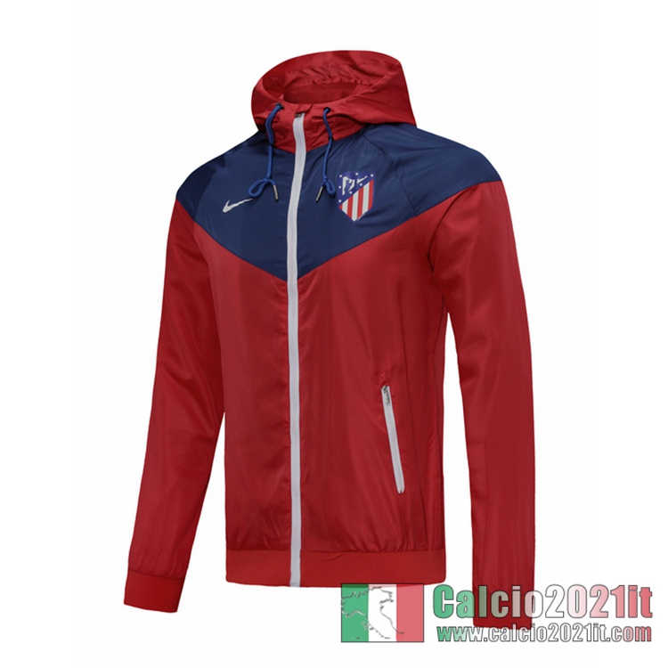 Atletico Madrid Giacca a vento Cappuccio rosso e blu 2020 2021 W08