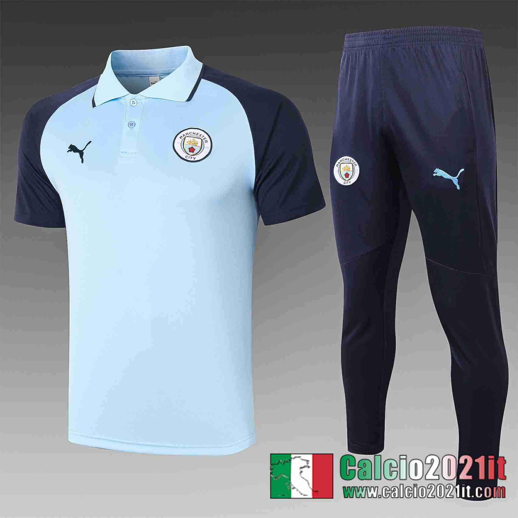 Manchester City Polo Calcio C587 Blu scuro 2020 2021