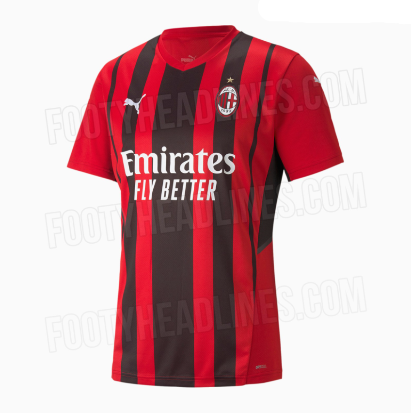 Prima Maglia Calcio Nuove Del AC Milan Uomo 2021 2022