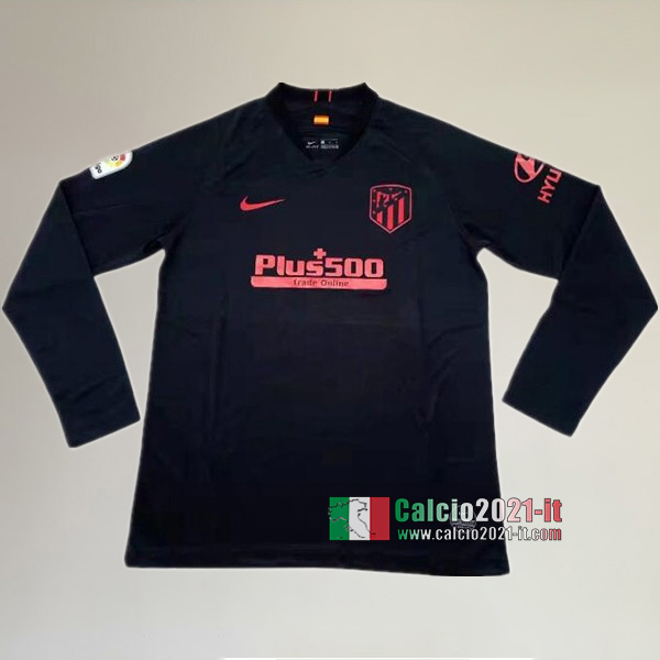 Seconda Maglia Calcio Manica Lunga Nuove Del Atletico Madrid Uomo 2019-2020 Personalizzata