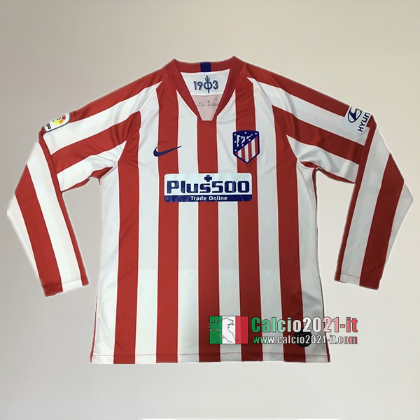 Prima Maglia Calcio Manica Lunga Nuova Del Atletico Madrid Uomo 2019-2020 Personalizzata