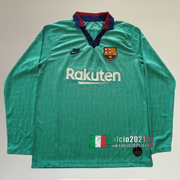 Terza Maglia Calcio Manica Lunga Nuova Del Barcellona Uomo 2019-2020 Personalizzata