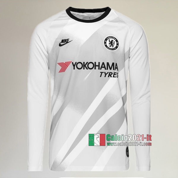 Maglia Calcio Portiere Manica Lunga Nuova Del FC Chelsea Uomo Bianca 2019-2020 Personalizzazione