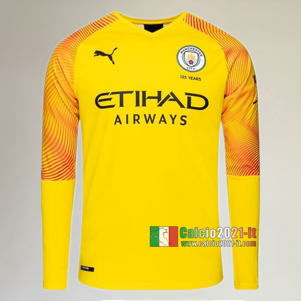 Terza Maglia Calcio Manica Lunga Nuova Del Manchester City Uomo 2019-2020 Personalizzazione