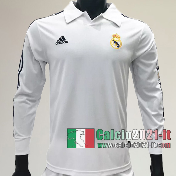 Calcio2021-It:Personalizza Prima Retro Maglia Calcio Real Madrid Manica Lunga 2001 2002