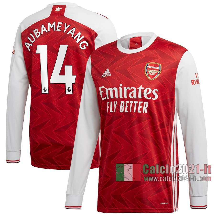 Le Nuove Prima Maglia Calcio Arsenal Uomo Manica Lunga Aubameyang #14 2020-2021