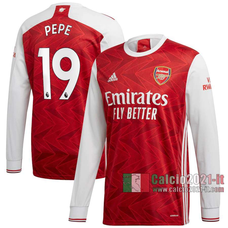 Le Nuove Prima Maglia Calcio Arsenal Uomo Manica Lunga Pepe #19 2020-2021