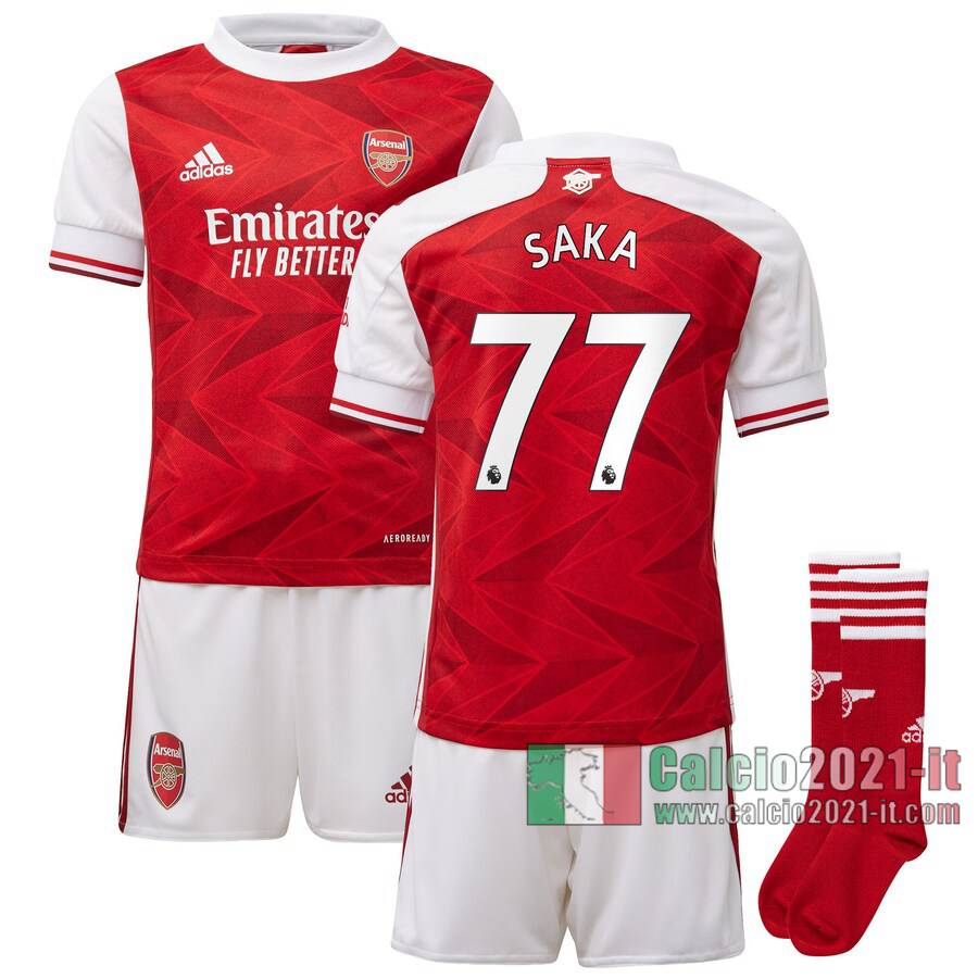 Le Nuove Prima Maglia Calcio Arsenal Bambino Saka #77 2020-2021