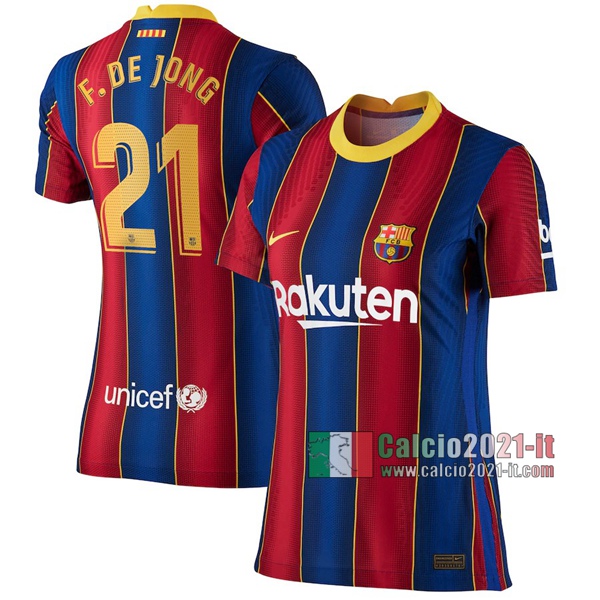 Calcio2021-It: Sito Nuova Prima Maglie Calcio Barcellona Fc Frenkie De Jong #21 Donna 2020-2021