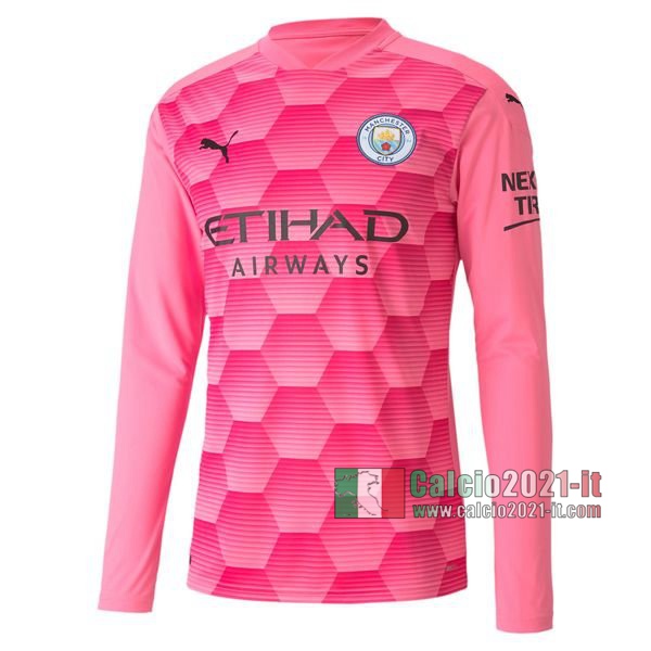 Calcio2021-It: Sito Nuova Maglia Calcio Manchester City Portiere Manica Lunga Rosa 2020-2021 Personalizzata