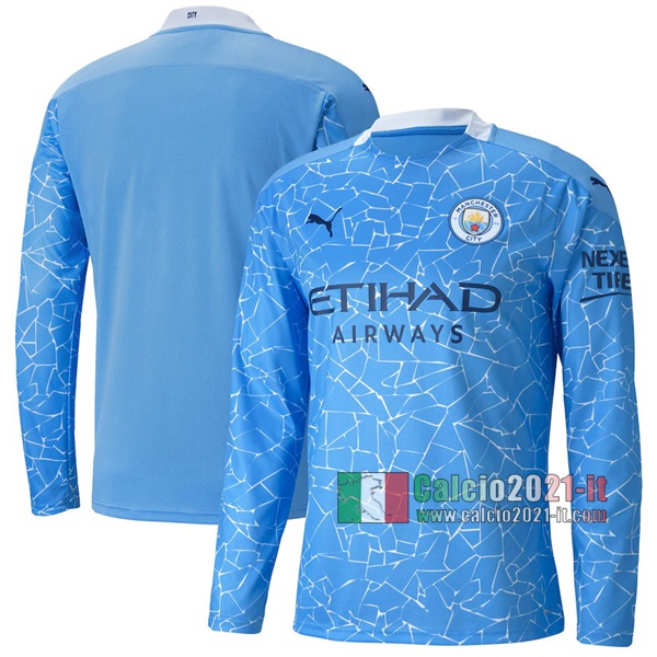 Calcio2021-It: Le Nuove Prima Maglia Calcio Manchester City Manica Lunga 2020-2021 Personalizzate