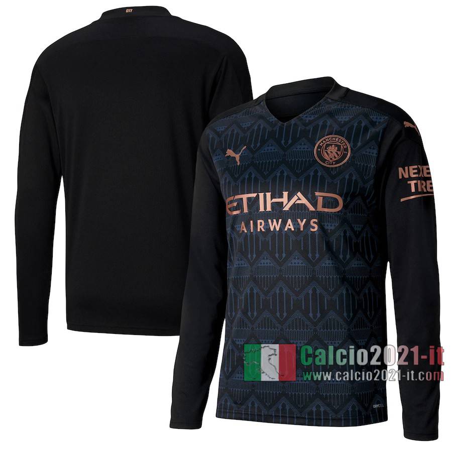 Le Nuove Seconda Maglia Calcio Manchester City Uomo Manica Lunga 2020-2021