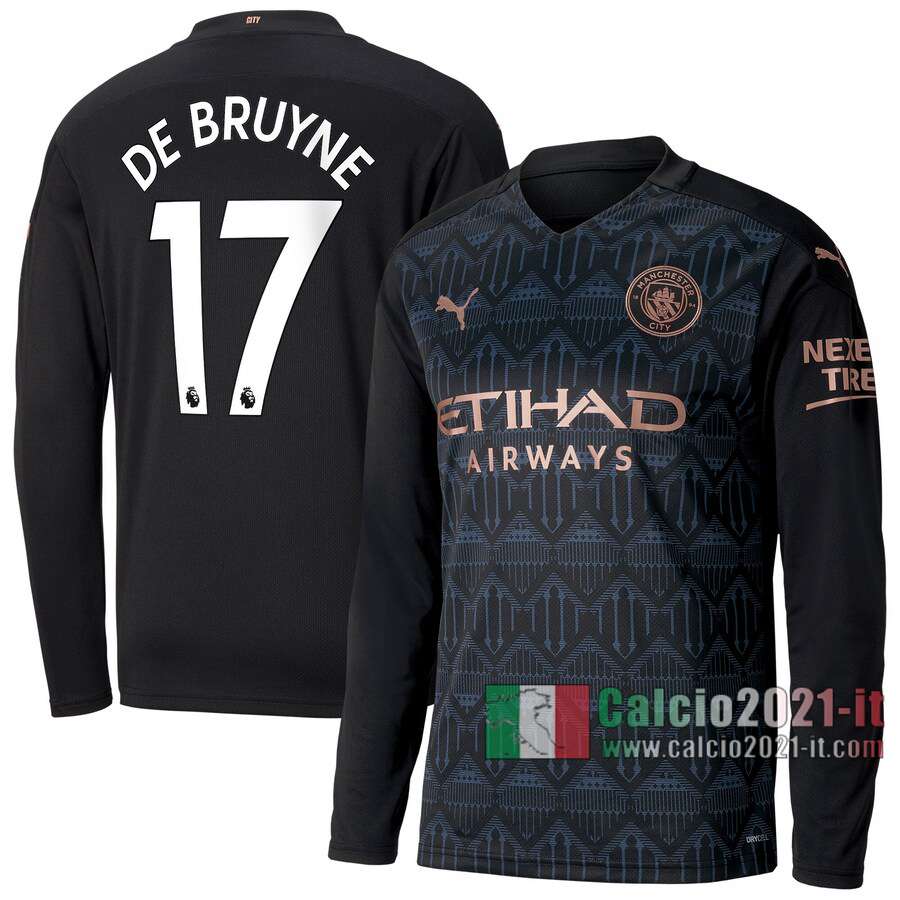 Le Nuove Seconda Maglia Calcio Manchester City Uomo Manica Lunga Bruyne #17 2020-2021