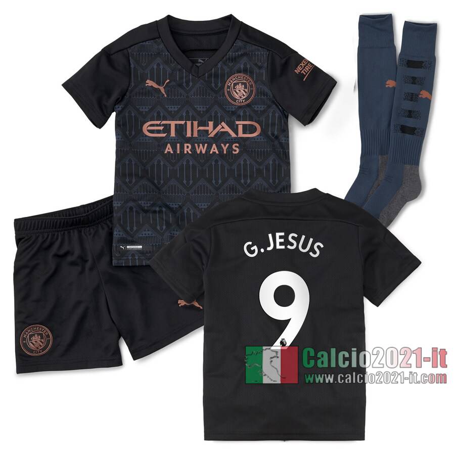 Le Nuove Seconda Maglia Calcio Manchester City Bambino G.Jesus #9 2020-2021