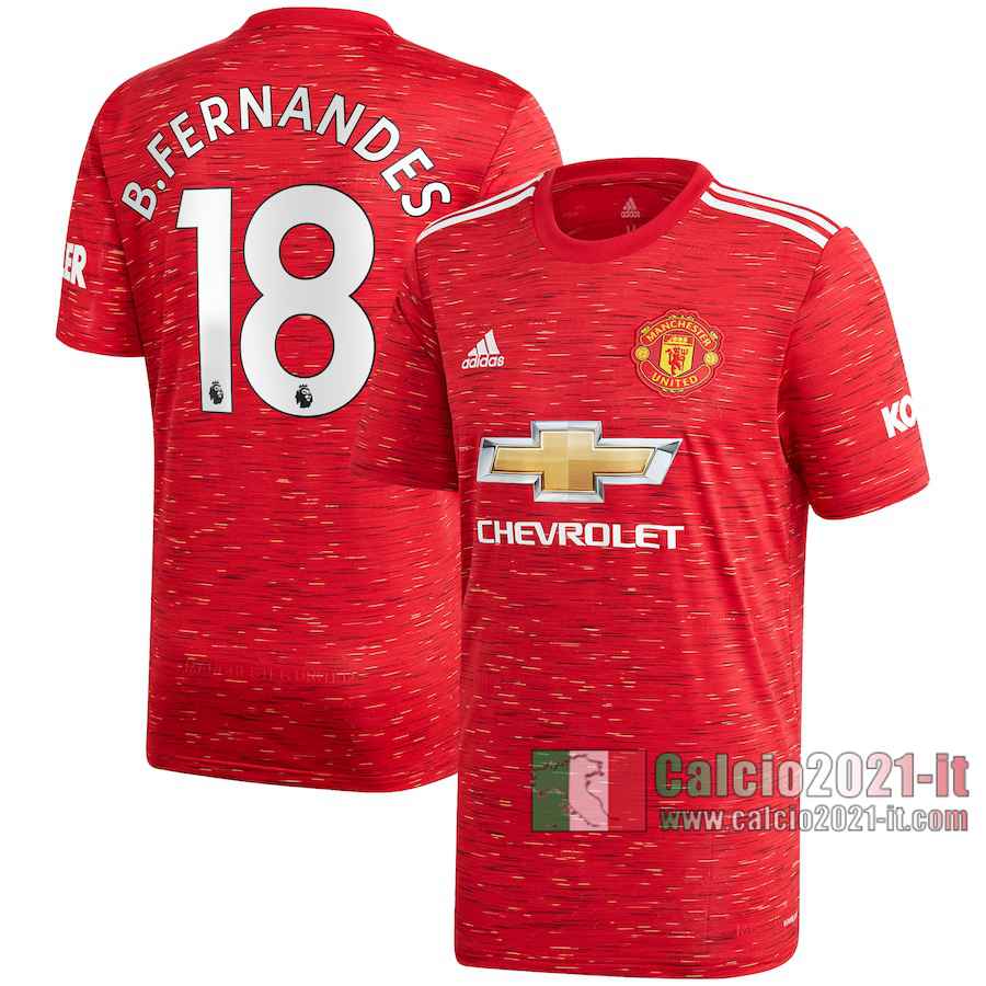 Le Nuove Prima Maglia Calcio Manchester United Uomo Bruno Fernandes #18 2020-2021