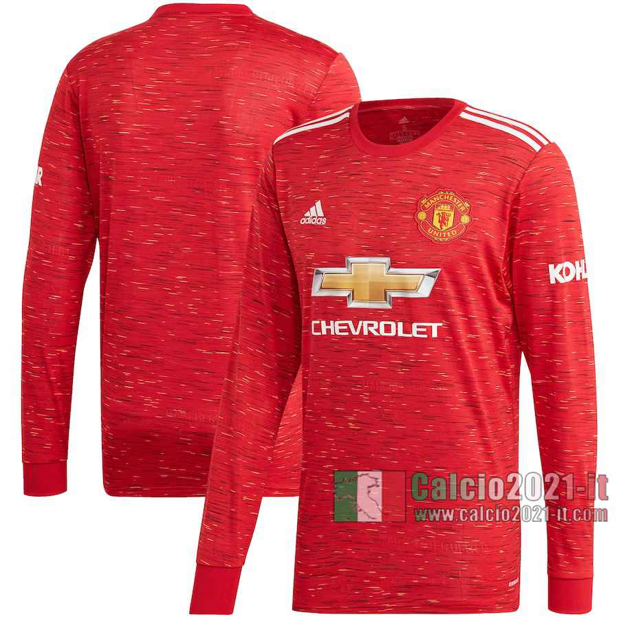 Le Nuove Prima Maglia Calcio Manchester United Uomo Manica Lunga 2020-2021