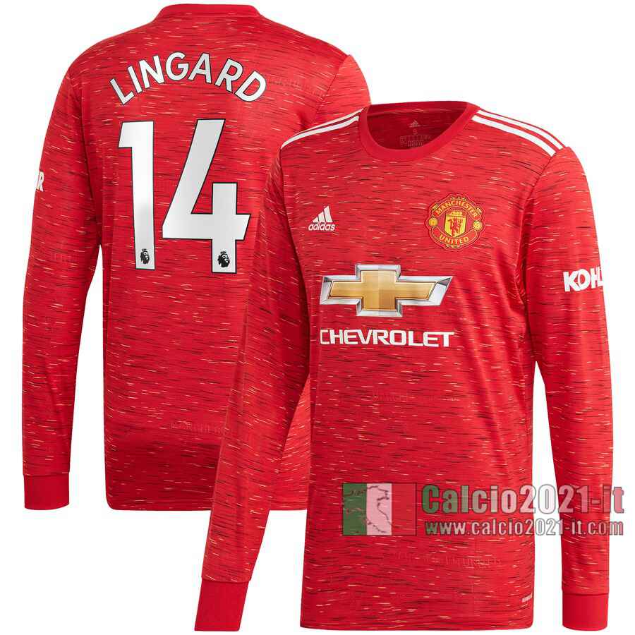 Le Nuove Prima Maglia Calcio Manchester United Uomo Manica Lunga Jesse Lingard #14 2020-2021