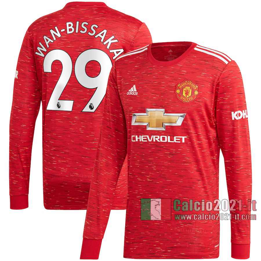 Le Nuove Prima Maglia Calcio Manchester United Uomo Manica Lunga Aaron Wan-Bissaka #29 2020-2021