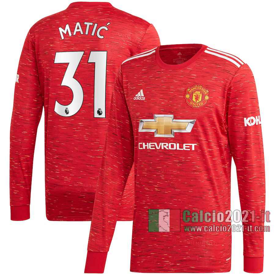 Le Nuove Prima Maglia Calcio Manchester United Uomo Manica Lunga Nemanja Matic #31 2020-2021