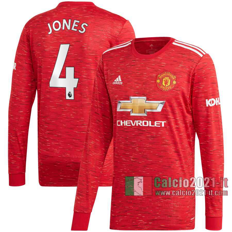 Le Nuove Prima Maglia Calcio Manchester United Uomo Manica Lunga Phil Jones #4 2020-2021