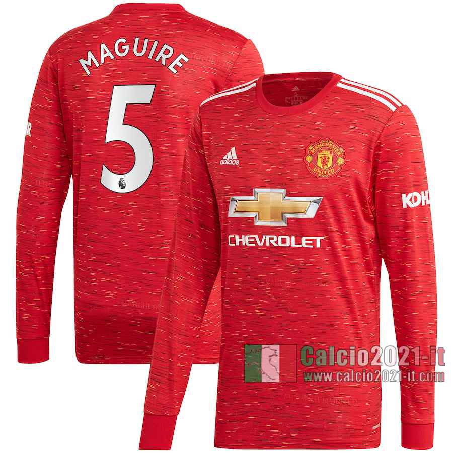 Le Nuove Prima Maglia Calcio Manchester United Uomo Manica Lunga Harry Maguire #5 2020-2021