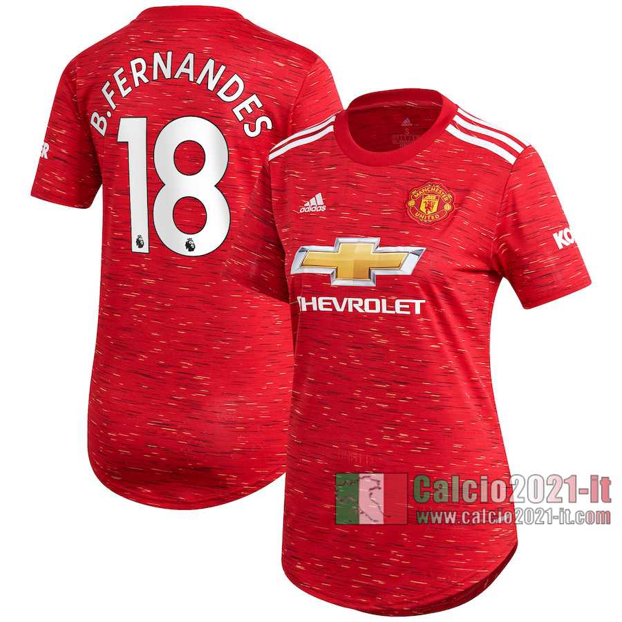 Le Nuove Prima Maglia Calcio Manchester United Donna Bruno Fernandes #18 2020-2021