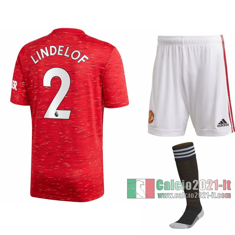 Le Nuove Prima Maglia Calcio Manchester United Bambino Victor Lindelöf #2 2020-2021